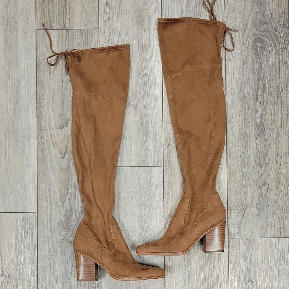 Marc Fisher Brown Over-the-Knee Boots with Block Heel